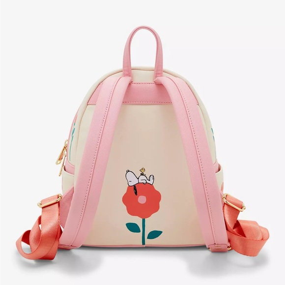 Loungefly Peanuts Floral Backpack with Pink Accents - Picture 2 of 7